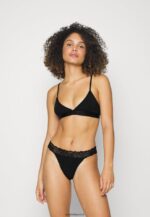 femmes 3pp margaret string coton & dentelle string noir 006BT964 Anna Field