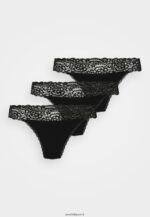 femmes 3pp margaret string coton & dentelle string noir 006BT964 Anna Field - Image 4