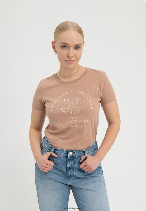 femmes apportez vos rêves à la vie t-shirt imprimé marron 006BT321 Anna Field - Image 1