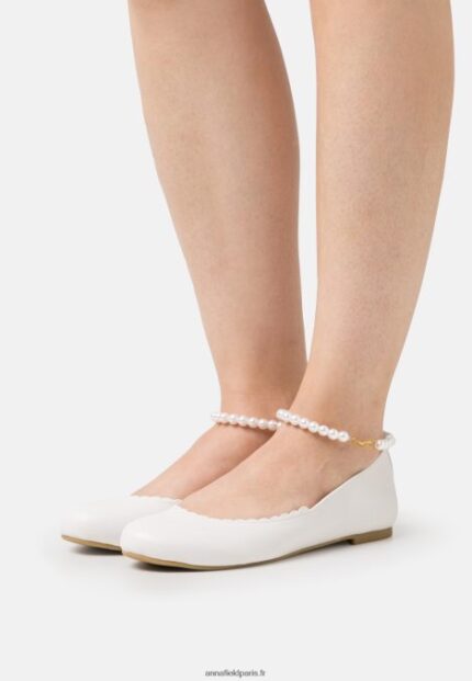 femmes ballerines bride cheville blanc 006BT2178 Anna Field