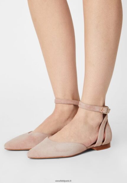 femmes ballerines bride cheville cuir beige 006BT2164 Anna Field