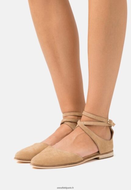 femmes ballerines bride cheville cuir beige 006BT2170 Anna Field