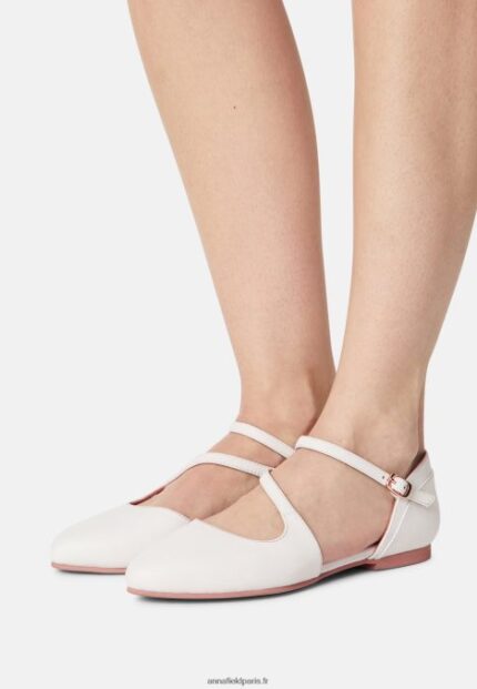 femmes ballerines bride cheville cuir blanc 006BT2167 Anna Field