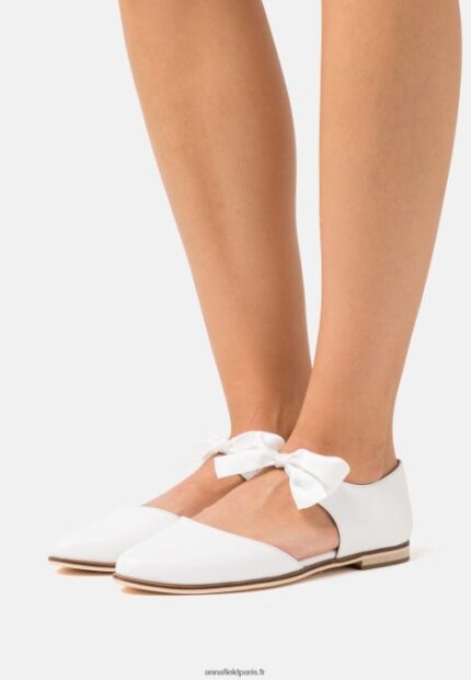 femmes ballerines bride cheville cuir blanc 006BT2169 Anna Field