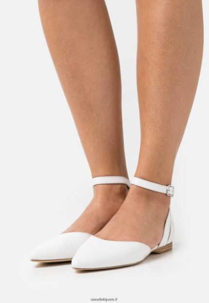 femmes ballerines bride cheville cuir blanc 006BT2174 Anna Field