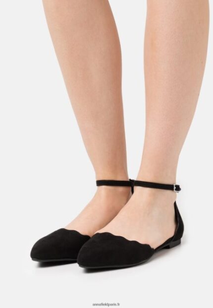 femmes ballerines bride cheville noir 006BT2155 Anna Field