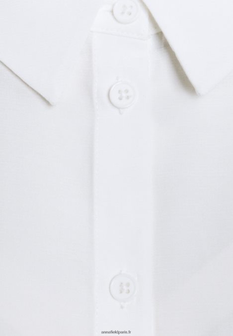 femmes blouse basique avec poche blouse boutonnée blanc cassé 006BT668 Anna Field - Image 3