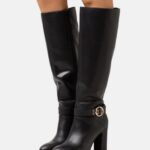 femmes bottes à talons hauts en cuir noir 006BT2257 Anna Field