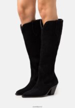 femmes bottes de cowboy/motard en cuir noir 006BT2225 Anna Field