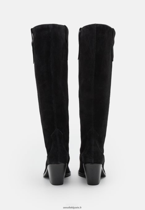 femmes bottes de cowboy/motard en cuir noir 006BT2225 Anna Field - Image 4
