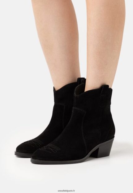 femmes bottine cowboy/biker en cuir noir 006BT2050 Anna Field