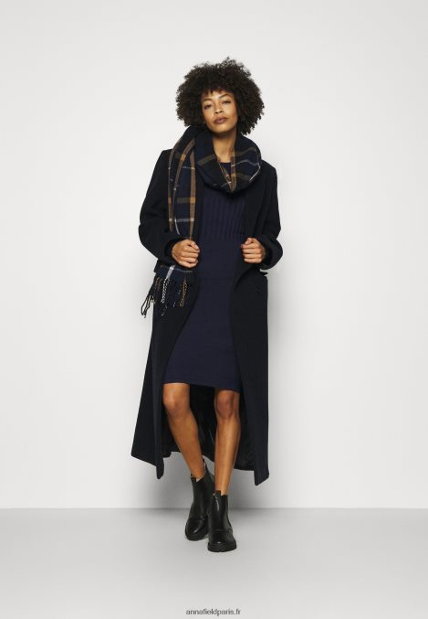 femmes crew ausschnitt ripp top bodycon mini srickkleid robe droite bleu foncé 006BT205 Anna Field - Image 2