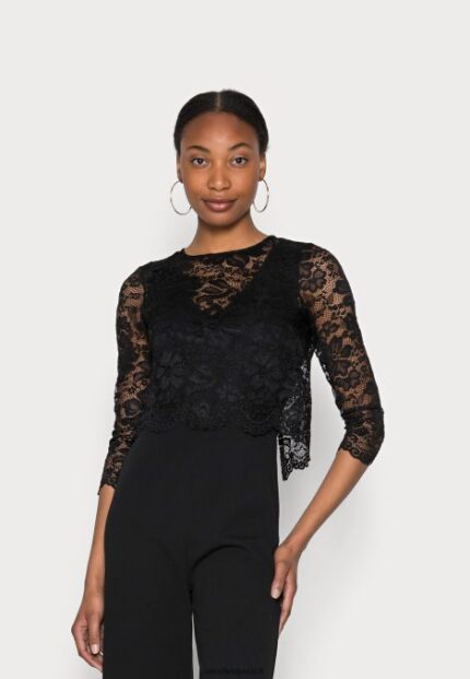 femmes ensemble d'occasion haut en dentelle détachable avec combinaison sans manches à col en v combinaison noire 006BT906 Anna Field
