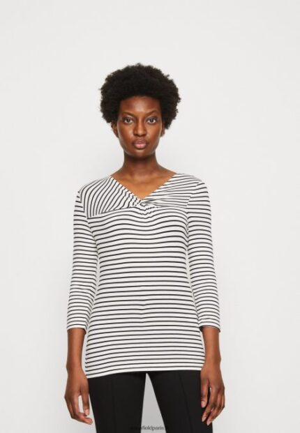 femmes haut à manches longues blanc/noir 006BT575 Anna Field