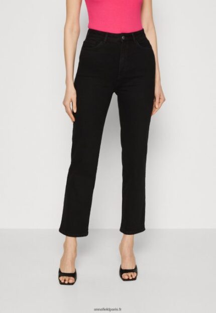 femmes jean droit en denim noir 006BT665 Anna Field