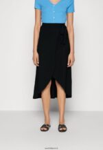 femmes jupe midi portefeuille basique jupe trapèze noir 006BT787 Anna Field