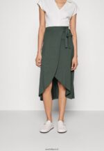 femmes jupe midi portefeuille basique jupe trapèze vert clair 006BT789 Anna Field