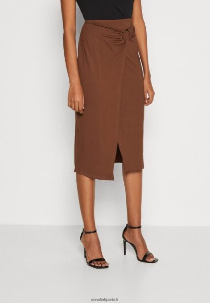 femmes jupe portefeuille marron foncé 006BT814 Anna Field
