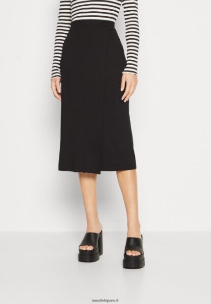 femmes jupe portefeuille noire 006BT813 Anna Field