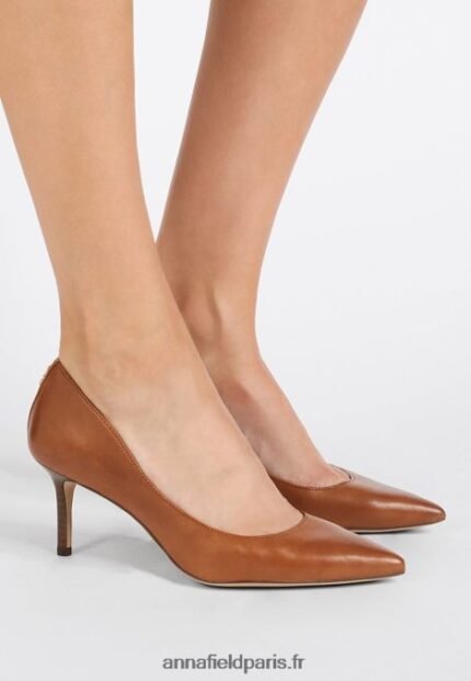 femmes lanette escarpin en cuir talons classiques bronzage profond 006BT1732 Anna Field