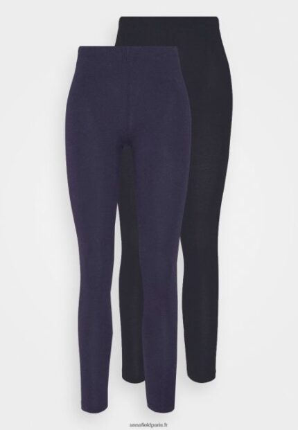 femmes Lot de 2 pantalons leggings noir/bleu foncé 006BT660 Anna Field