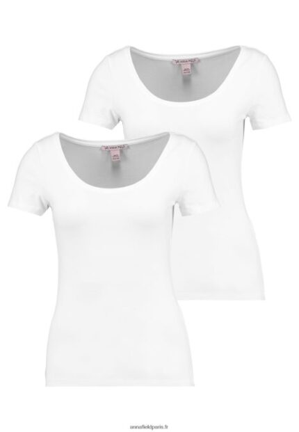 femmes Lot de 2 t-shirts basiques blanc 006BT306 Anna Field