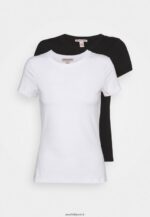 femmes Lot de 2 t-shirts basiques blanc/noir 006BT316 Anna Field