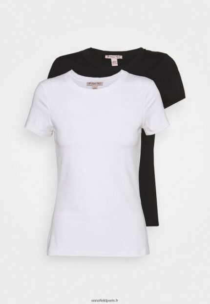 femmes Lot de 2 t-shirts basiques blanc/noir 006BT316 Anna Field