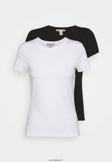 femmes Lot de 2 t-shirts basiques blanc/noir 006BT316 Anna Field - Image 1