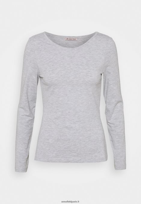 femmes Lot de 2 tops manches longues bleu foncé/gris clair chiné 006BT522 Anna Field - Image 4