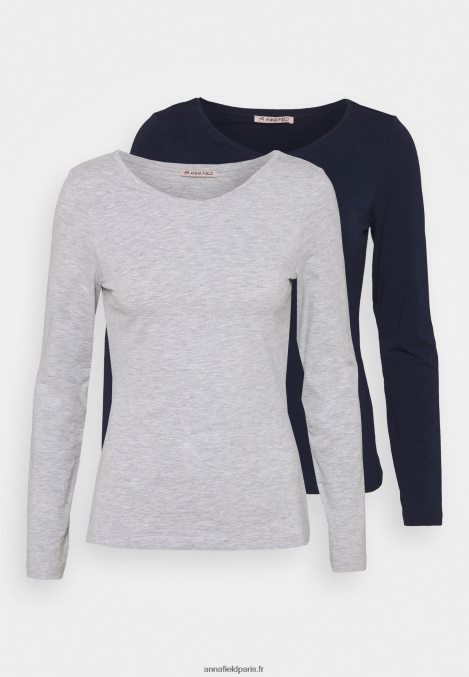 femmes_lot_de_2_tops_manches_longues_bleu_fonce_gris_clair_chine_006bt522_anna_field.jpg femmes Lot de 2 tops manches longues bleu foncé/gris clair chiné 006BT522 Anna Field - Image 1