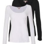 femmes Lot de 2 tops manches longues noir/blanc 006BT513 Anna Field