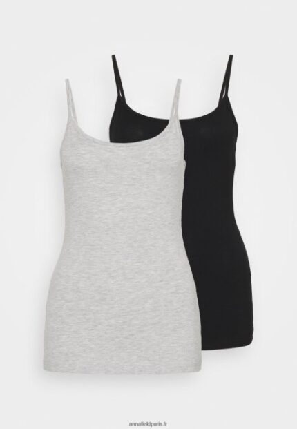 femmes Lot de 2 tops noir/gris clair chiné 006BT431 Anna Field