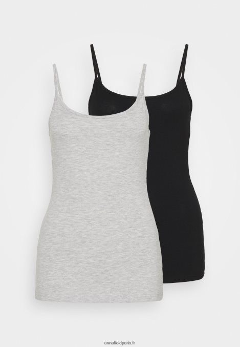 femmes Lot de 2 tops noir/gris clair chiné 006BT431 Anna Field - Image 1