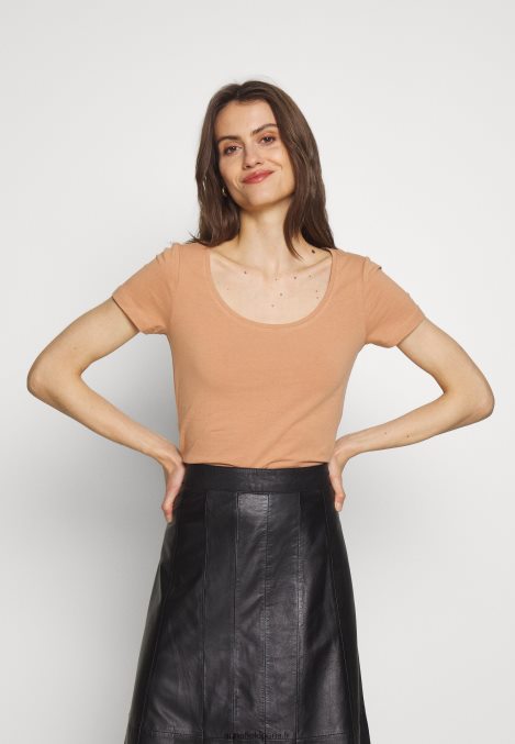femmes Lot de 3 t-shirts basiques blanc/camel/noir 006BT380 Anna Field - Image 5