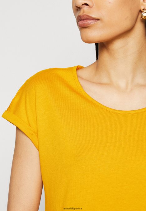 femmes Lot de 3 t-shirts basiques blanc/gris clair chiné/jaune foncé 006BT308 Anna Field - Image 8