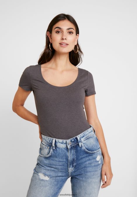 femmes Lot de 3 t-shirts basiques blanc/noir/gris foncé 006BT312 Anna Field - Image 2
