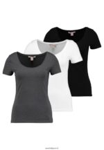 femmes Lot de 3 t-shirts basiques blanc/noir/gris foncé 006BT312 Anna Field - Image 4