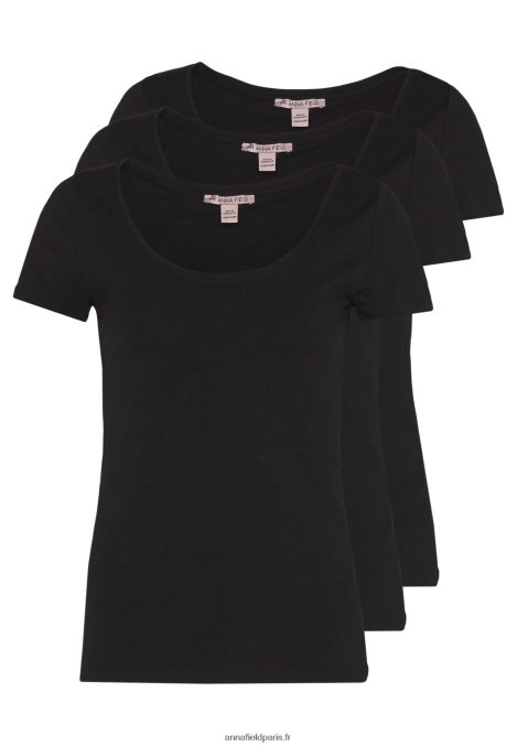 femmes Lot de 3 t-shirts basiques noir 006BT273 Anna Field - Image 1
