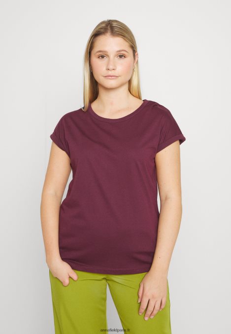 femmes Lot de 3 t-shirts basiques rouge foncé/blanc/noir 006BT352 Anna Field - Image 11