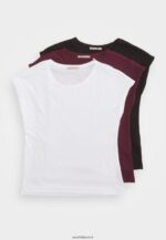 femmes Lot de 3 t-shirts basiques rouge foncé/blanc/noir 006BT352 Anna Field - Image 12