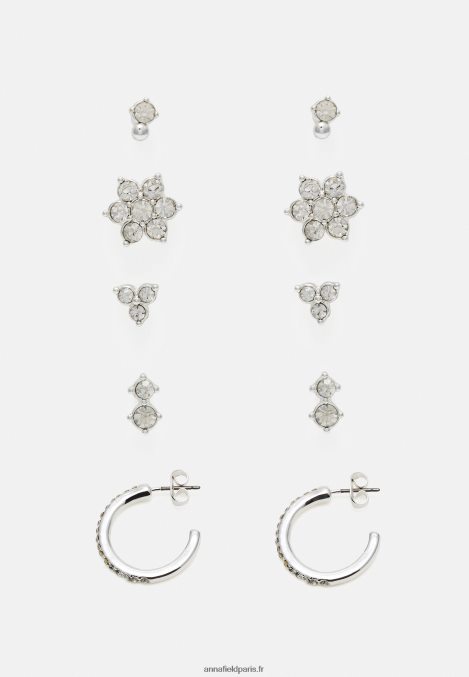 femmes Lot de 5 boucles d'oreilles argentées 006BT2662 Anna Field - Image 1