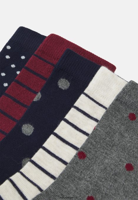 femmes Lot de 5 chaussettes bleu foncé/rouge foncé 006BT1149 Anna Field - Image 2