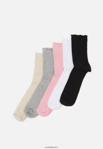 femmes Lot de 5 chaussettes noir/blanc/gris 006BT1127 Anna Field