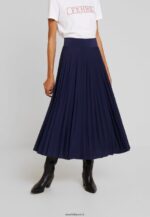 femmes plisse jupe trapèze midi jupe trapèze bleu maritime 006BT783 Anna Field