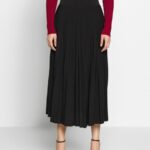 femmes plisse jupe trapèze midi jupe trapèze noir 006BT782 Anna Field