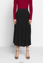 femmes plisse jupe trapèze midi jupe trapèze noir 006BT782 Anna Field