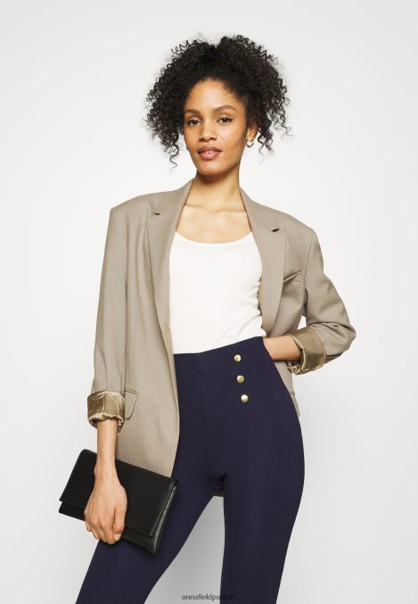 femmes punto leggings avec bouton détail leggings pantalon bleu foncé 006BT654 Anna Field - Image 4