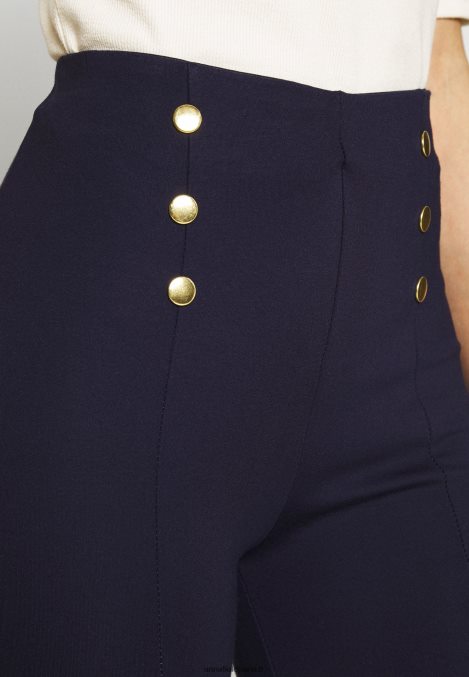 femmes punto leggings avec bouton détail leggings pantalon bleu foncé 006BT654 Anna Field - Image 6