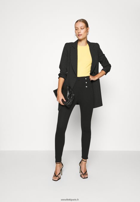 femmes punto leggings avec bouton détail leggings pantalon noir 006BT652 Anna Field - Image 2
